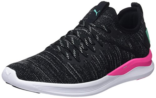 PUMA Ignite Flash Evoknit SR Wn's, Zapatillas de Running para Mujer, Negro Black-Knockout Pink-Biscay Green 11, 38 EU