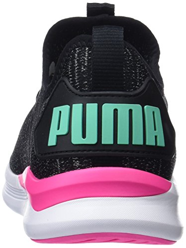 PUMA Ignite Flash Evoknit SR Wn's, Zapatillas de Running para Mujer, Negro Black-Knockout Pink-Biscay Green 11, 38 EU