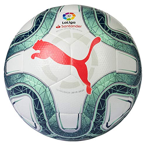 Puma Laliga 1 Hybrid Balón de Fútbol, Unisex Adulto, Gris White-Green Glimmer-Nrgy Red, 5