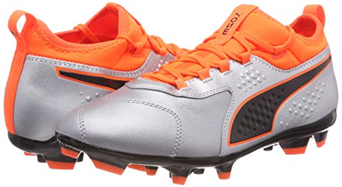 Puma One 3 LTH AG, Zapatillas de Fútbol para Hombre, Plateado Silver-Shocking Orange Black 01, 44.5 EU