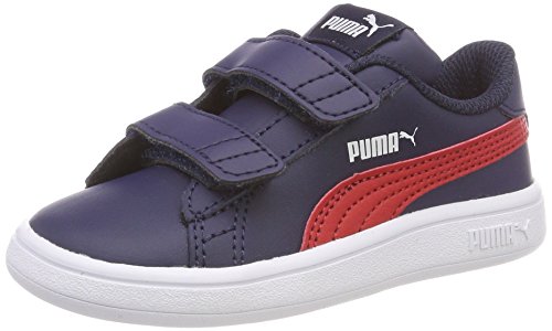 Puma Smash V2 L V Inf, Zapatillas Unisex Niños, Azul (Peacoat-Ribbon Red White 06), 23 EU