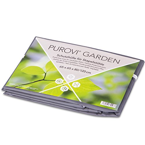 Purovi® Funda para sillas apilables | Cubierta para sillas de jardín y balcón | Tejido Oxford | Protección contra la intemperie | Resistente al agua | Protección UV