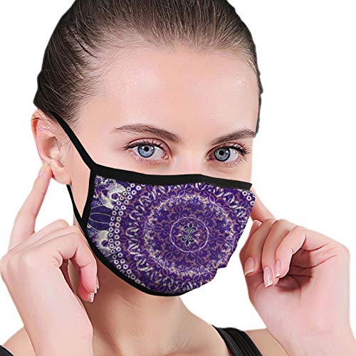 Púrpura Mandala cubierta facial al aire libre bandana caliente diadema cuello polaina – Multifuncional Headwear Anti polvo bufanda transpirable máscara de enfriamiento tejido de punto
