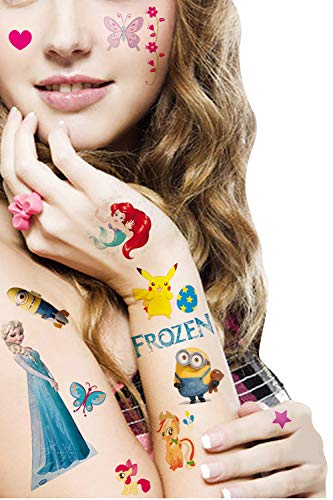 Qemsele Tatuajes Temporales para Niños Niñas, 10 Sheets 200+ Pcs Hojas Dibujos Animados Tatuaje Falso Pegatinas para piñata Niños Infantiles Fiesta de cumpleaños Regalo Bolsas Relleno (Superhéroe)