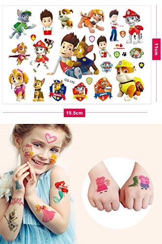 Qemsele Tatuajes Temporales Para Niños Niñas, 200+ Pcs 10 Sheets Superhéroe Dibujos animados Tatuaje Falso Pegatinas Para Niños infantiles fiesta de cumpleaños regalo Bolsas Relleno