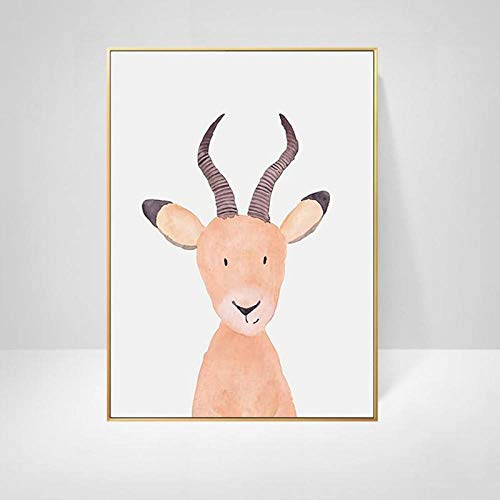 QERTYP Poster De Impresion De Arte Pintura De Lona Cuadro De Pared,Habitación Nórdica para Niños, Animales De Dibujos Animados Modernos, Imagen Impresa De Cabra, Lienzo, Carteles, Decoración del Hoga