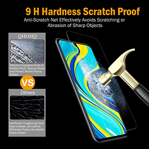 QHOHQ 2 Piezas Protector de Pantalla para Xiaomi Redmi Note 9S/Note 9 Pro/Poco M2 Pro con 2 Piezas Protector de Lente de Cámara, Cristal Templado Membrana, [9H Dureza] - HD - [Anti-Arañazos]
