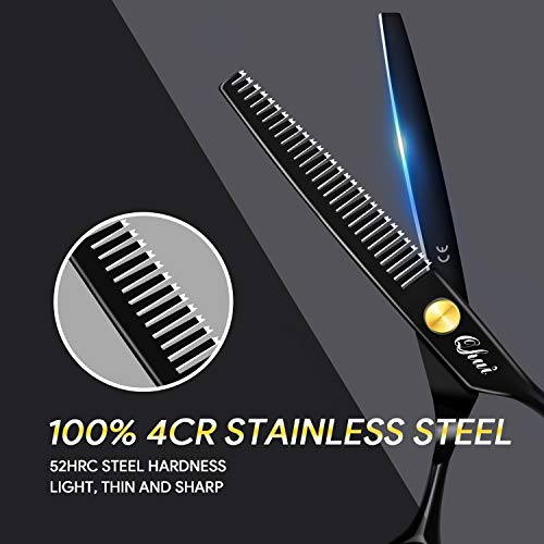 Qhui Tijeras Peluqueria Profesional, 4CR13 Acero Inoxidable de Primera Calidad Tijeras Cortar Pelo Para Salón con Capa, Barberos o Uso en el Hogar, Ligero y Agudo