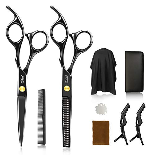 Qhui Tijeras Peluqueria Profesional, 4CR13 Acero Inoxidable de Primera Calidad Tijeras Cortar Pelo Para Salón con Capa, Barberos o Uso en el Hogar, Ligero y Agudo