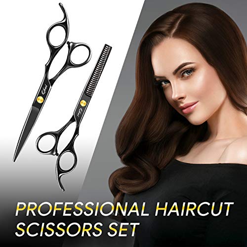 Qhui Tijeras Peluqueria Profesional, 4CR13 Acero Inoxidable de Primera Calidad Tijeras Cortar Pelo Para Salón con Capa, Barberos o Uso en el Hogar, Ligero y Agudo
