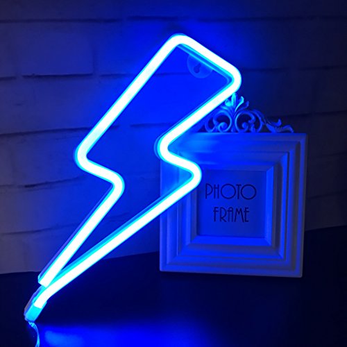 QiaoFei Letreros de neón, decoración de iluminación LED Lightning, decoración de Pared para Navidad, Fiesta de cumpleaños, Sala de niños, Sala de Estar, decoración de Fiesta de Bodas (Azul)