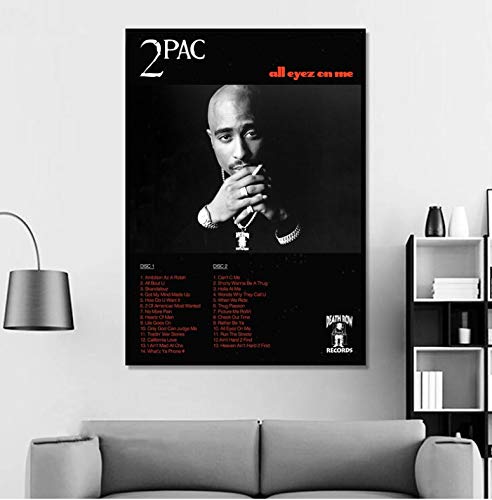 QINGRENJIE Tupac, 2Pac - All Eyes On Me Album Pop Music Cover Music Star Poster Canvas Prints Arte de Pared para Sala de Estar Decoración para el hogar 40X60Cm Sin Marco