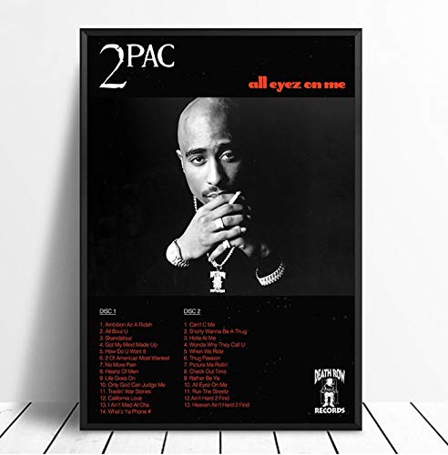 QINGRENJIE Tupac, 2Pac - All Eyes On Me Album Pop Music Cover Music Star Poster Canvas Prints Arte de Pared para Sala de Estar Decoración para el hogar 40X60Cm Sin Marco