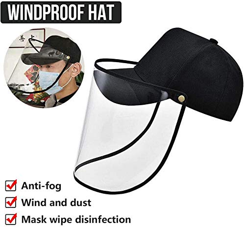 qisong Polvo de Arena Anti-Niebla Tapa Transparente de PVC Sombrero del Sol Plegable a Prueba de Viento Protección para los Ojos Cara Protector de Casquillo
