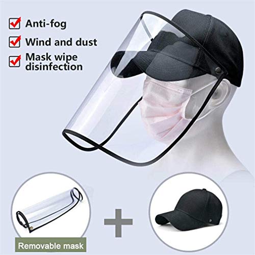 qisong Polvo de Arena Anti-Niebla Tapa Transparente de PVC Sombrero del Sol Plegable a Prueba de Viento Protección para los Ojos Cara Protector de Casquillo