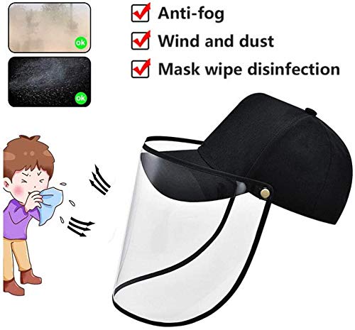 qisong Polvo de Arena Anti-Niebla Tapa Transparente de PVC Sombrero del Sol Plegable a Prueba de Viento Protección para los Ojos Cara Protector de Casquillo