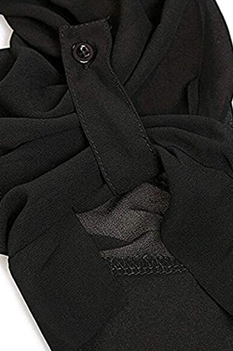 QIYUN.Z Las Mujeres Ocasionales De La Manga Larga Boton De La Gasa De Cuello En V Dobladillo Irregular De Decoracion Camisas Tapas