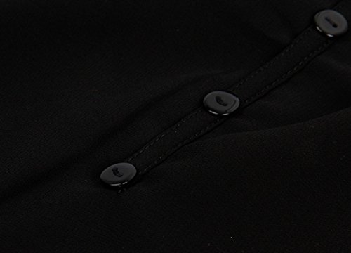 QIYUN.Z Las Mujeres Ocasionales De La Manga Larga Boton De La Gasa De Cuello En V Dobladillo Irregular De Decoracion Camisas Tapas