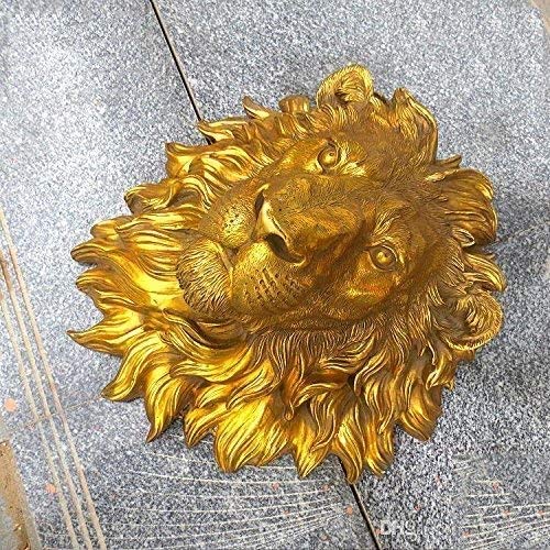 QJL_ANA Encantador de pared grande de oro artificial cabeza de león pared cuelgan-artificial, cuyos modelos Peeling animal Cabeza de decoración de la pared hecha a mano-granja decoración estatua del l