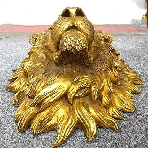 QJL_ANA Encantador de pared grande de oro artificial cabeza de león pared cuelgan-artificial, cuyos modelos Peeling animal Cabeza de decoración de la pared hecha a mano-granja decoración estatua del l
