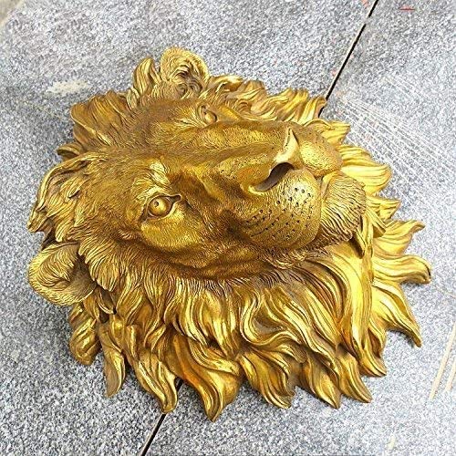 QJL_ANA Encantador de pared grande de oro artificial cabeza de león pared cuelgan-artificial, cuyos modelos Peeling animal Cabeza de decoración de la pared hecha a mano-granja decoración estatua del l