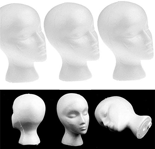 QJL_ANA Mujer de Espuma de poliestireno maniquí Cabeza cosmética Modelo de la Cabeza de la Peluca de visualización de Espuma maniquí vidrios del Sombrero de la Peluca del Estante