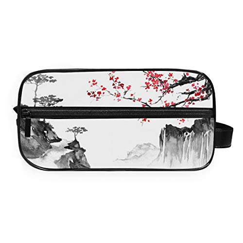 QMIN - Neceser portátil japonés Tradicional Sakura Paisaje Bolsa de Viaje Multifunción Bolsa de Maquillaje Bolsa de Almacenamiento para niños niñas Mujeres Hombres