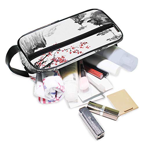 QMIN - Neceser portátil japonés Tradicional Sakura Paisaje Bolsa de Viaje Multifunción Bolsa de Maquillaje Bolsa de Almacenamiento para niños niñas Mujeres Hombres
