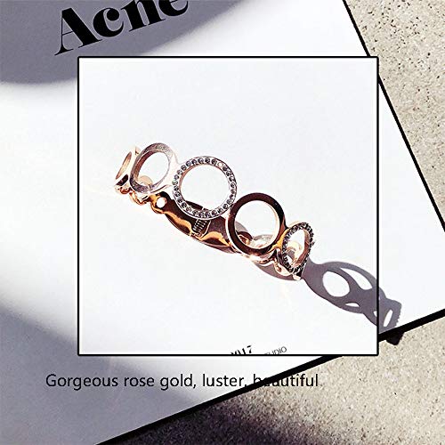 Q&N Pulsera de Oro Rosa para Mujer, Pulsera clásica de Acero con Titanio con diseño de Anillo Redondo de Personalidad clásica
