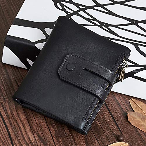 Q&N RFID Bloqueo Carpeta De La Moneda del Bolsillo Táctico para La Tarjeta De Identificación para Hombre Vintage Bank Caja del Cuero Genuino Titular Delgada De Metal Tarjeta De Crédito Carteras,C