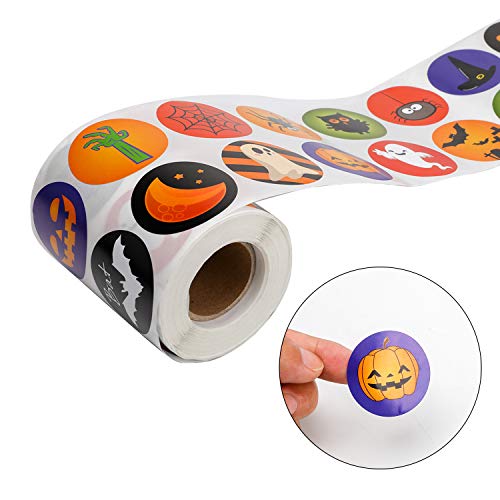 Qpout 720pcs Halloween Roll Pegatinas Calabaza Pegatina Roll Scrapbooking Card Envelopes Stocking Stickers Party Bag Filler for Halloween