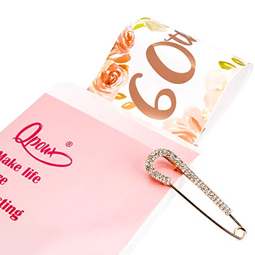 Qpout Oro Rosa Es mi Faja de 60 cumpleaños 60 Fabuloso Faja- Regalos de cumpleaños Accesorios con pasadores de Diamantes Alegrías para Suministros de Fiesta de cumpleaños de Sesenta años