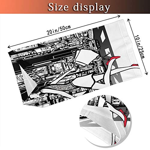 Q&SZ Sweatshirt Outdoor Headband Girly Decor Collection Girl Shopping In Times Square New York At Night Cityscape Monochromic Sketch Print White Black Scarf Neck Gaiter Face Bandana Scarf Head Scarf