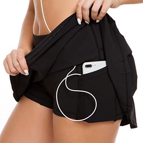 QUEENIEKE Falda Ultra Mujer con Pantalones Cortos Atléticos Gym Tennies Falda Deportiva Color Negro Tamaño L