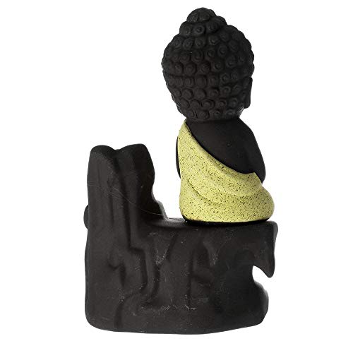 Quemador de incienso hecho a mano con reflujo de cascada, quemador de incienso para hogar, oficina, dormitorio, decoración de yoga, con 10 conos gratis amarillo