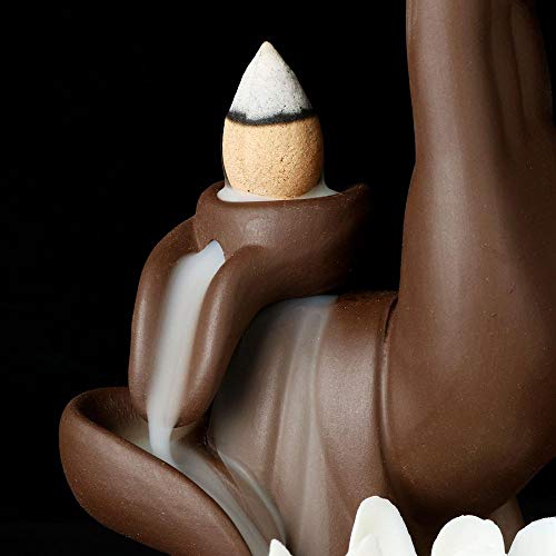 Quemador de incienso hecho a mano con reflujo de incienso, soporte para incienso, para casa, oficina, dormitorio, decoración de yoga, con 10 conos gratis y exquisita caja de regalo, el mejor regalo