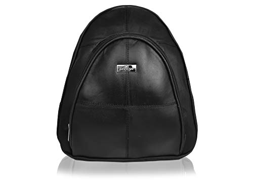 Quenchy London Mochila de Mujer y Bolso de Señora en Suave Piel de Oveja de Napa con Múltiples Bolsillos - Tamaño Mediano H28 cm xA26 xP10 - QL948K Negro