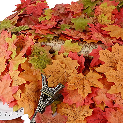 QUMAO- 300 Hojas de Arce Otoño Artificiales Multicolor Decoración para Hogar Boda Fiesta Navidad ect.