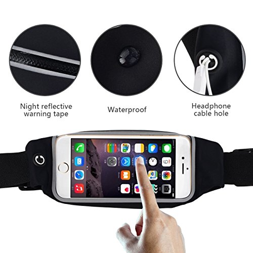 QUMAXXX - Riñonera Deportiva, Color Negro, Impermeable, para Correr, Bolsa elástica para el móvil, para Hombre y Mujer