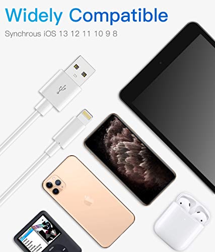 Quntis Cable iPhone [MFi Certificado] 2m 3 Piezas Cable de Datos Lightning Compatible con iPhone SE 2020 11 11 Pro 11 Pro MAX XS MAX XR X 8 Plus 7 Plus 6S 6 Plus 5 5S 5C SE iPad