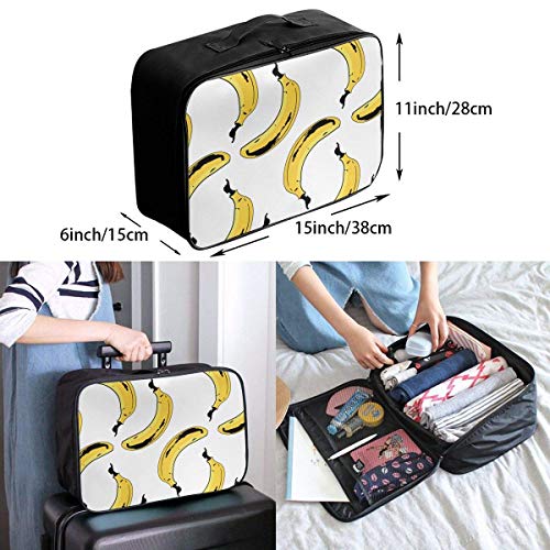 Qurbet Bolsas de Viaje, Pink Flamingos and Green Palm Leaves Pattern Overnight Carry On Luggage Waterproof Fashion Travel Bag Lightweight Suitcases