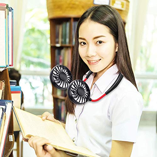 qwqqaq Cuello Colgante Aire Acondicionado,Manos Libres Portatil Ventilador De Cuello,USB Recargable Led Ventilador,Personal Aire Acondicionado para Viajar A 5x8x17cm(2x3x7inch)