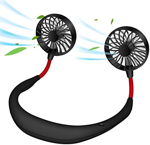 qwqqaq Cuello Colgante Aire Acondicionado,Manos Libres Portatil Ventilador De Cuello,USB Recargable Led Ventilador,Personal Aire Acondicionado para Viajar A 5x8x17cm(2x3x7inch)
