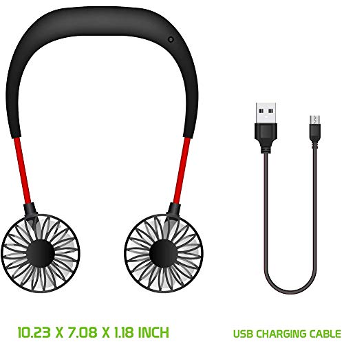 qwqqaq Cuello Colgante Aire Acondicionado,Manos Libres Portatil Ventilador De Cuello,USB Recargable Led Ventilador,Personal Aire Acondicionado para Viajar A 5x8x17cm(2x3x7inch)