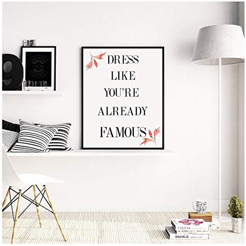 QYH Rosa de la Moda Cuadros Lienzo Pintura Adolescente niñas decoración de la habitación, Acuarela Vogue Carteles y Las Impresiones de Maquillaje habitación Regalos para ella-60X80 Cm sin Marco