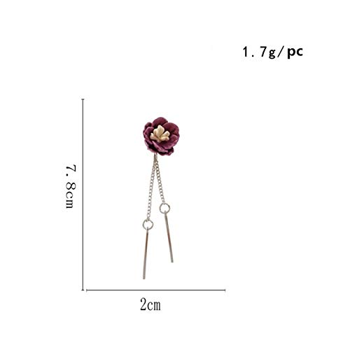 QYMX Pendiente de Mujer, Exquisita Flor de diseño Dulce con Cadena y Pendientes de Borla de Palo para Mujer joyería Fiesta de cumpleaños