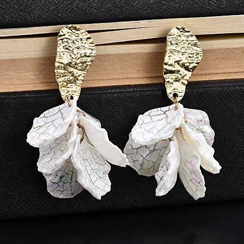 QYMX Pendiente de Mujer, Pendientes de Concha de Flor Blanca Dulce de Moda Pendientes Colgantes de declaración de Mujer para Mujer Pendientes de Bohemia