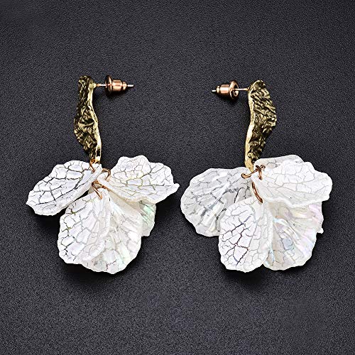 QYMX Pendiente de Mujer, Pendientes de Concha de Flor Blanca Dulce de Moda Pendientes Colgantes de declaración de Mujer para Mujer Pendientes de Bohemia