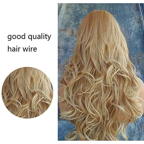 QYYDJsgl Peluca Ondulada de Pelo Largo para Mujer, Oro Realista, Juego de Rollo Largo para Bodas, Vacaciones, Cosplay, Seda de Alta Temperatura