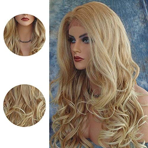 QYYDJsgl Peluca Ondulada de Pelo Largo para Mujer, Oro Realista, Juego de Rollo Largo para Bodas, Vacaciones, Cosplay, Seda de Alta Temperatura